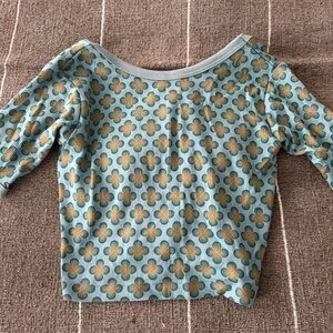 Light Blue Floral-Print Scoop Neck Crop Top
